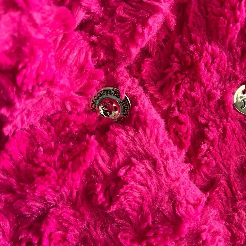 JUICY COUTURE Faux Fur Teddy Peplum Peacoat‎ in Hot Pink.